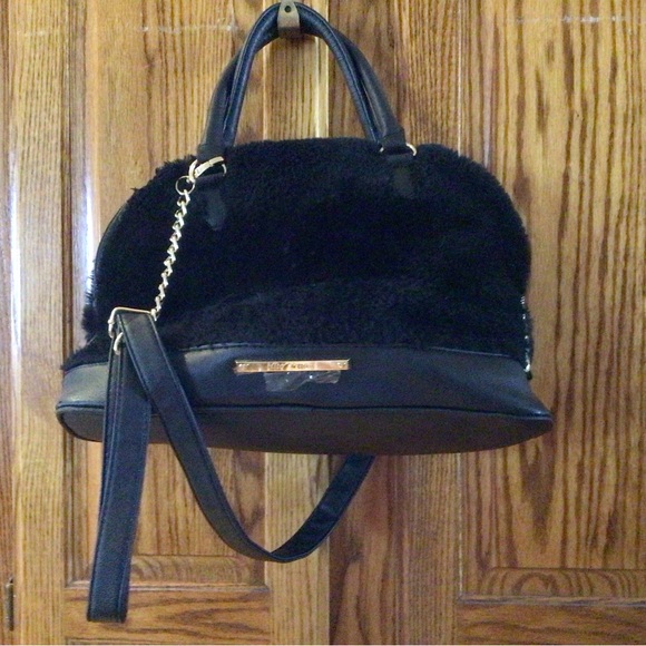 BETSEY JOHNSON Kitsch Black Fur Satchel - Picture 2 of 4